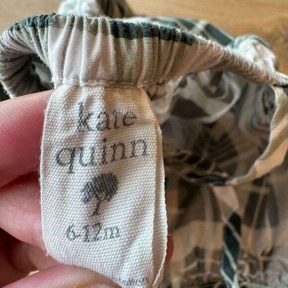Kate Quinn Organics Baby Girl Green Plaid Jumpsuit Romper - Picture 5 of 5